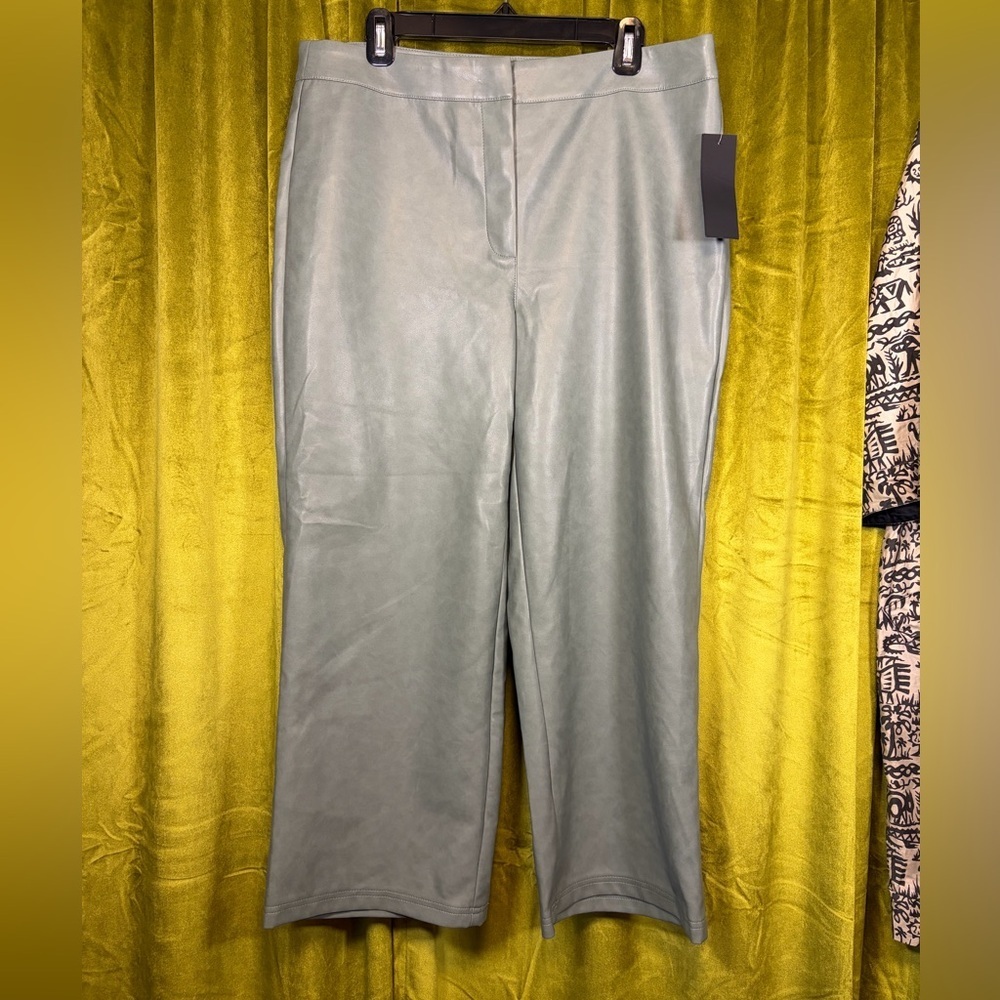 NWT Bagatelle Faux Leather cropped wide Leg Trouser in Blue Grey XL Retail $100